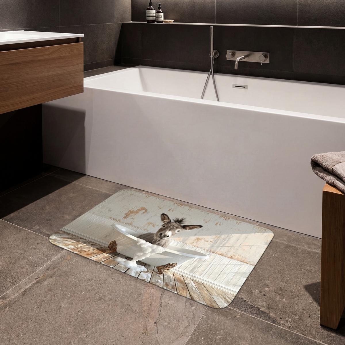 BADEMATTE Esel - Tiere - Badewanne - Schaumstoff 80x50 cm - Creme, Textil (80/50cm) - OnlyWow