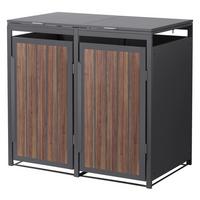 MÜLLTONNENBOX 2er 240L 132x80x120 cm Anthrazit-Eiche dunkel aus Stahl - Dunkelbraun, Metall (80/120/132cm) - ML-DESIGN