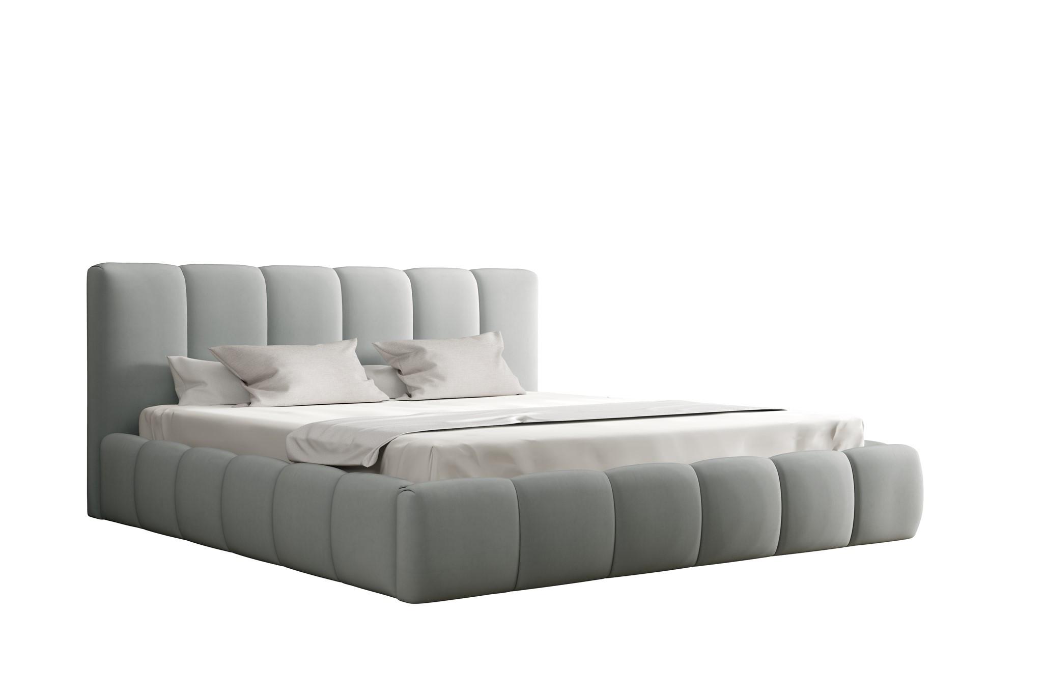 POLSTERBETT Giulia Magic Velvet Komplett - Hellgrau, Holzwerkstoff/Textil (200/200cm) - Fun Möbel