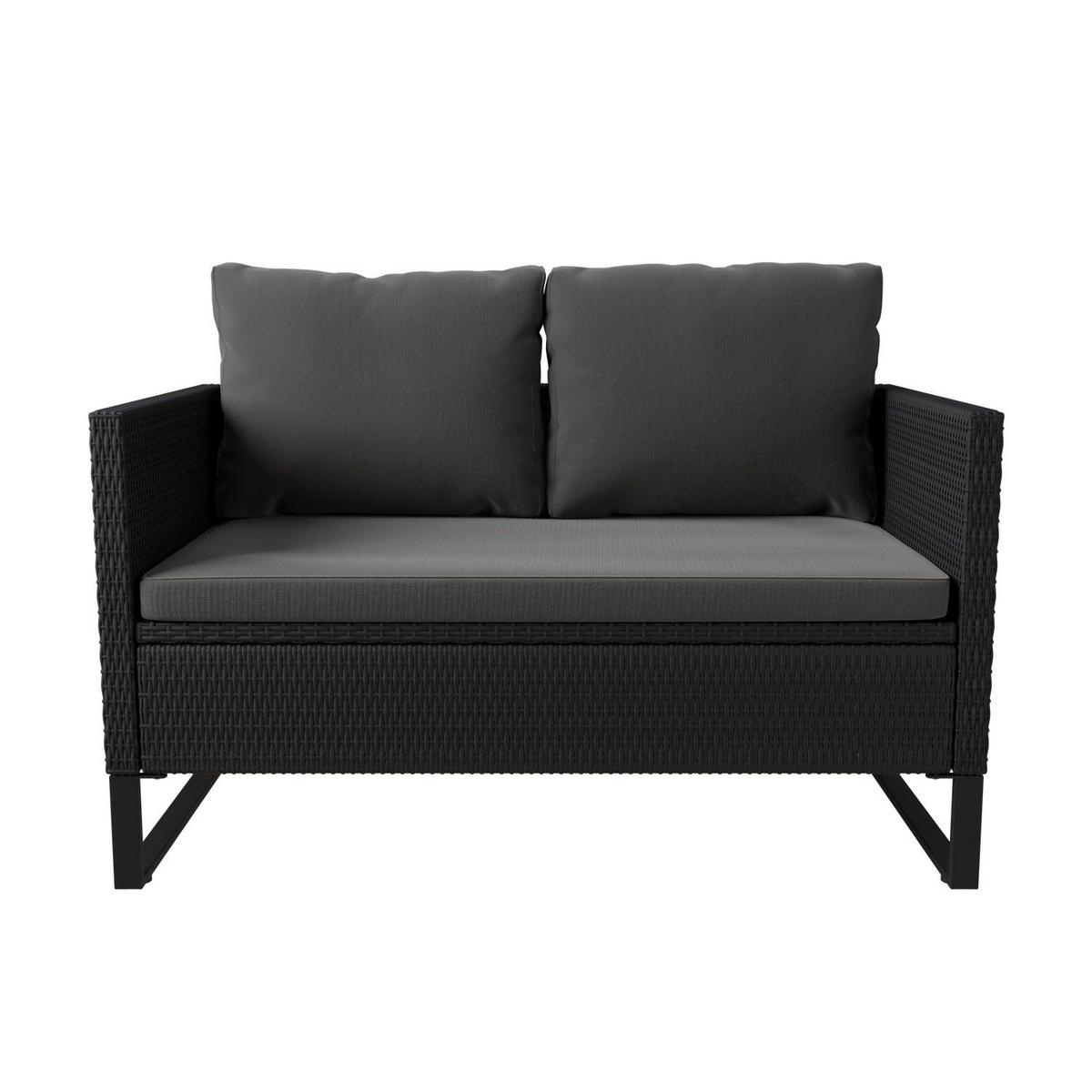 LOUNGEGARNITUR Santorini schwarz / grau - Schwarz, Kunststoff/Metall - Juskys