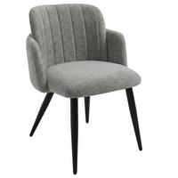 ARMLEHNENSTUHL Velto im Bouclestoff mit Metallbeinen, Hellgrau - Hellgrau/Schwarz, Metall (55/77/51cm) - Beautysofa