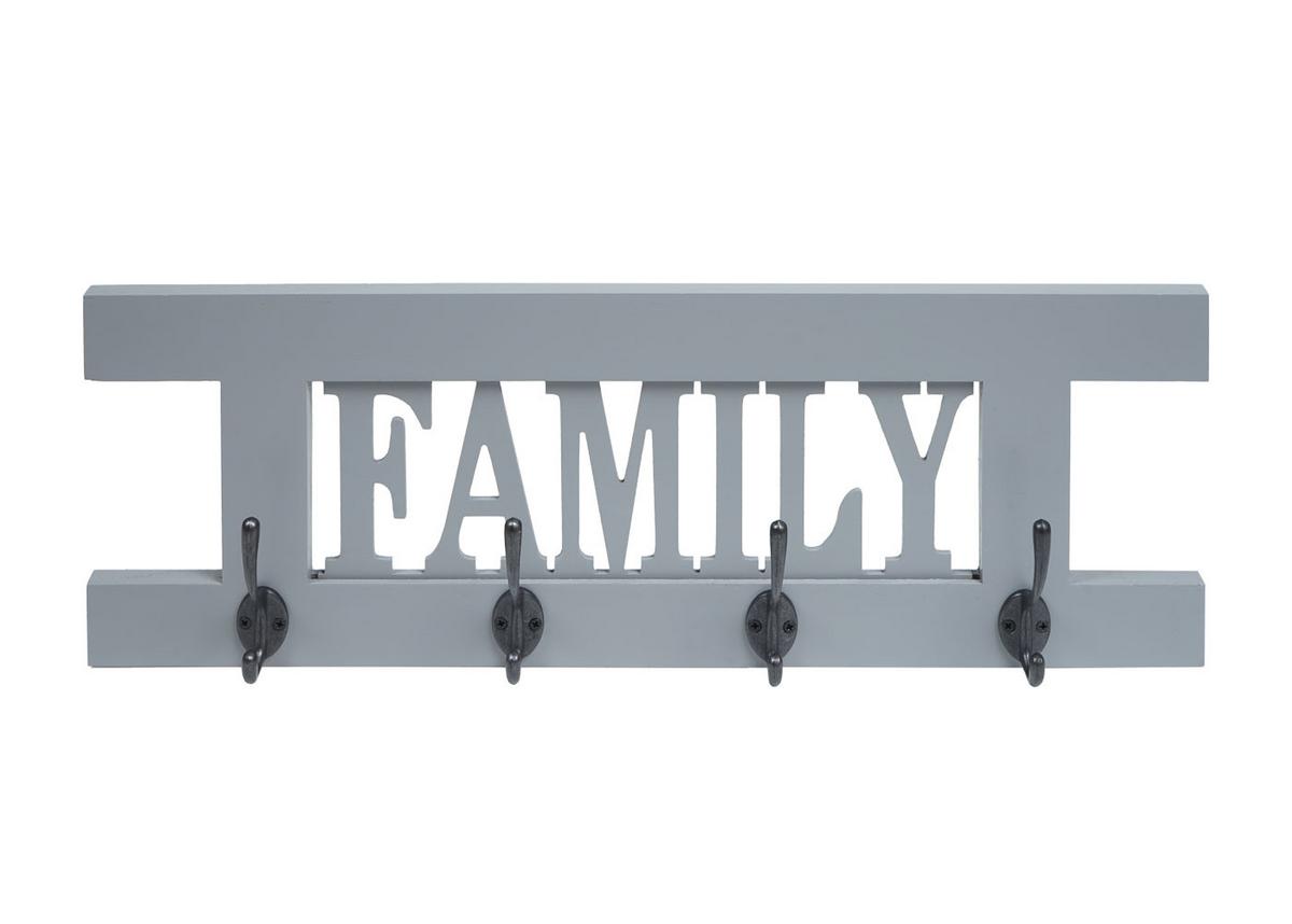 WANDGARDEROBE FAMILY SHABBY-LOOK Grau, Blau - Blau/Grau, Holz (60/21/2cm) - MCW