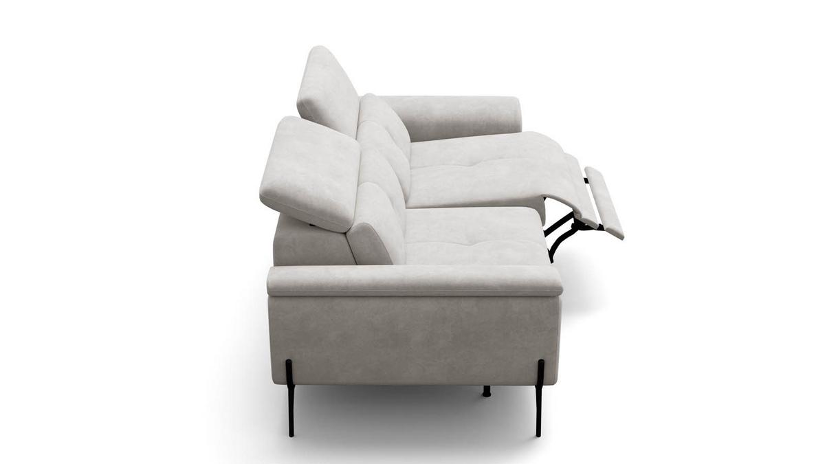 SOFA RELAX AVENA 3-Sitzer, beiger Veloursstoff - Beige/Schwarz, Holz/Textil (204/80/108cm) - Courtois Laville