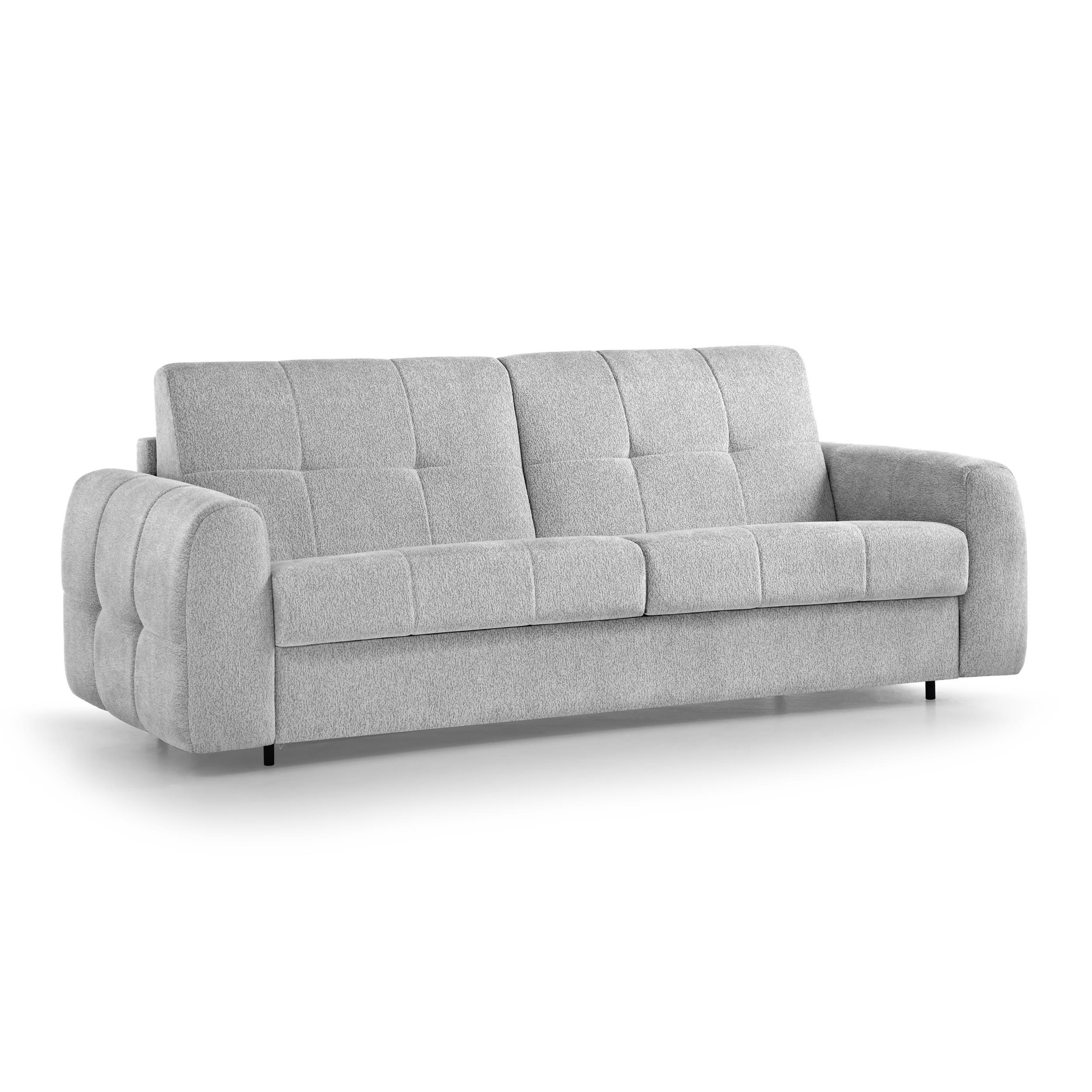 SCHLAFSOFA Pireus mit italienischem Gestell, 140x200, Hellgrau - Hellgrau/Schwarz, Textil (210/90/100cm) - Beautysofa
