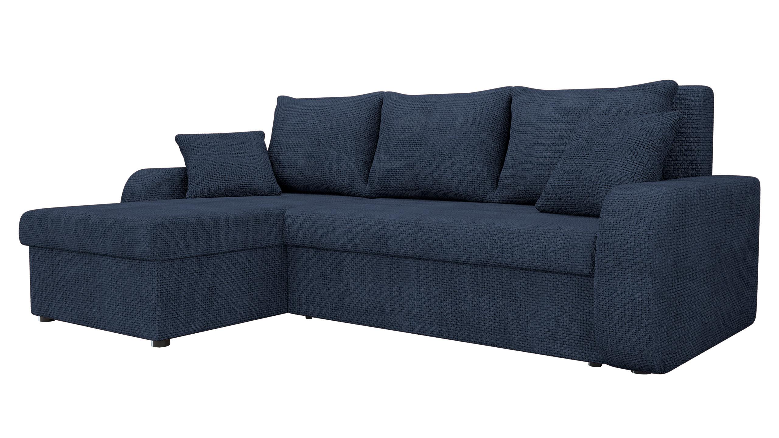 ECKSOFA Kris Lux - Schwarz/Dunkelblau, Holz/Kunststoff (238/147cm) - MIRJAN24