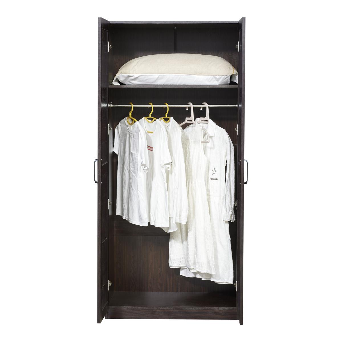 KLEIDERSCHRANK Finning - Walnussfarben, Holzwerkstoff (80/176/52cm) - [en.casa]