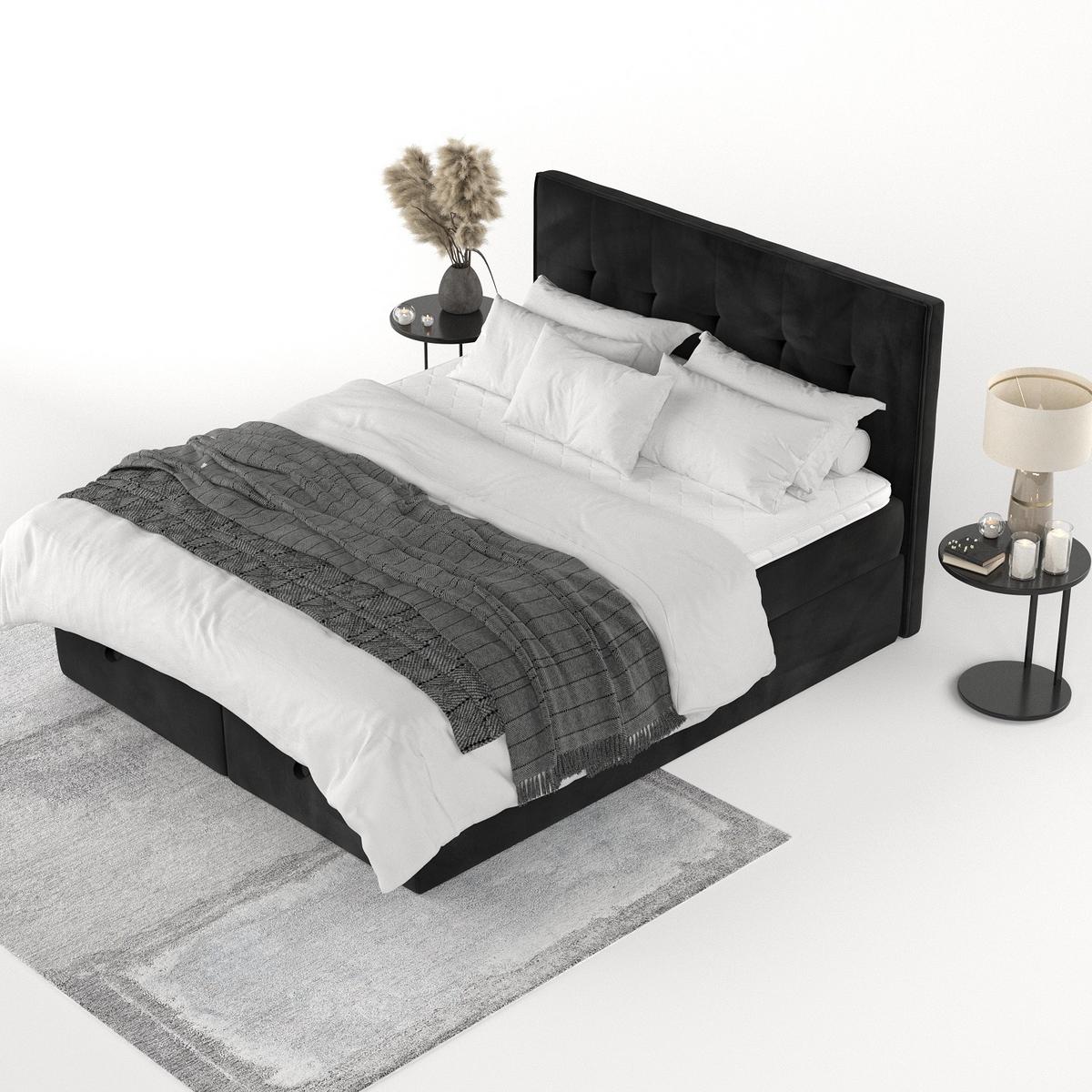 BOXBETT Tivra 140/200 cm Schwarz im Kronos Stoff - Schwarz, Holz/Holzwerkstoff (140/200cm) - AltaBeds