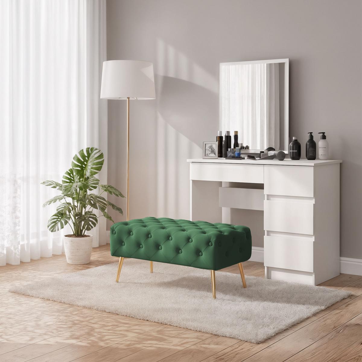 POLSTERBANK mit Samt - Optik Grün 42/41/42 - Grün, Textil (80/41/42cm) - RAUMHIRSCH FURNITURE