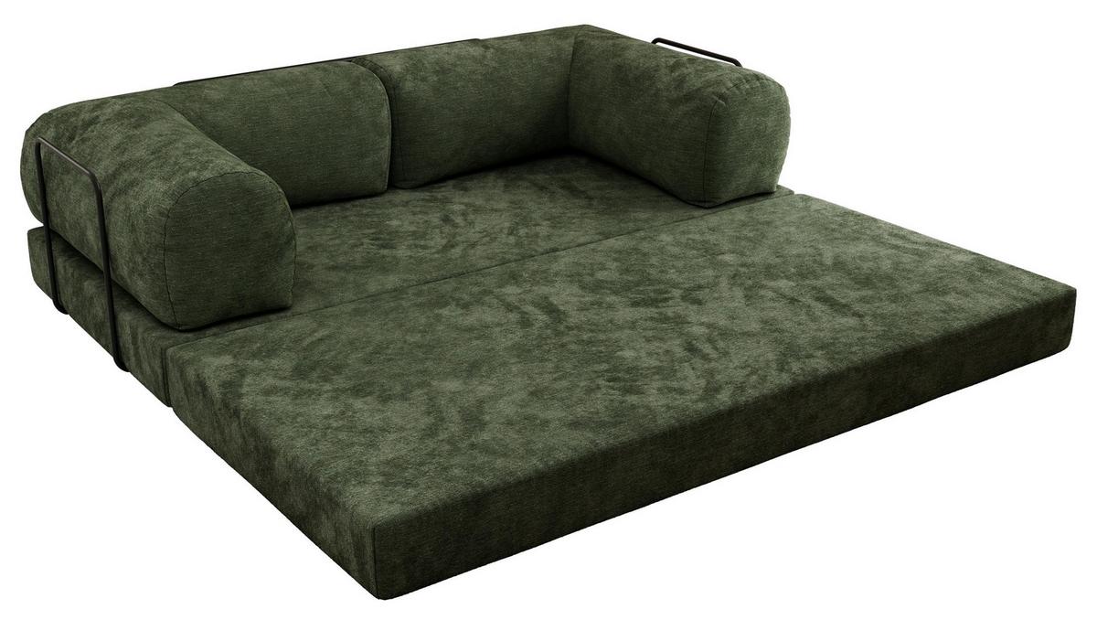 3-SITZER SOFA ORSETTO - Dunkelgrün Schenille glatt - Dunkelgrün/Schwarz, Textil/Metall (200/70/100cm) - MKS