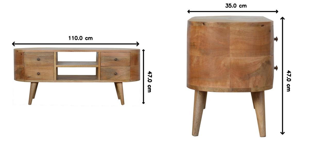 UNTERHALTUNGSEINHEIT mit 4 Schubladen und 2 Regalen, nordische Beine, beige - Messingfarben/Braun, Holz/Metall (110/47/35cm) - Artisan Furniture
