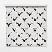 INNENROLLO - Fensterrollo - Rollo - 90x140 cm - Schwarze Hirschköpfe - Schwarz, Kunststoff (90/140/0.5cm) - TULUP
