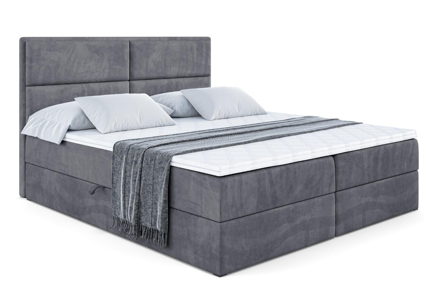 BOXBETT mit Matratze H4 und Lattenrost - AURA - 140x200 - H4 - Dunkelgrau - Dunkelgrau, Holzwerkstoff (140/200cm) - ALTDECOR