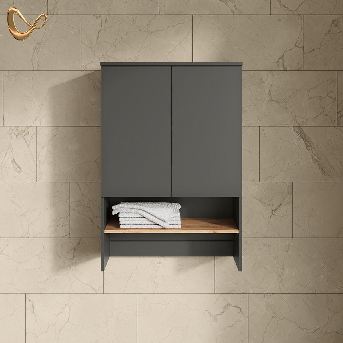WASCHMASCHINENSCHRANK Paolina Anthrazit/Goldkraft Eiche 68 x 100.4 cm - Honigeiche/Anthrazit, Holzwerkstoff (68/100.4/29cm) - Livinity®