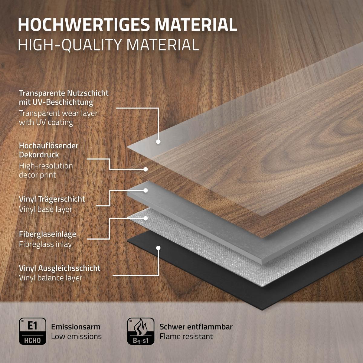 VINYLBODEN Click 1,54m²/7 Dielen Outtrigger Eiche - Dunkelbraun, Kunststoff (122/18/0.42cm) - ML-DESIGN