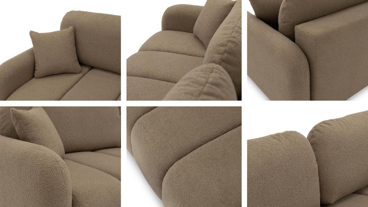 SCHLAFSOFA Carlos Boucle - Schwarz/Grau, Holz/Kunststoff (236/90/114cm) - MIRJAN24