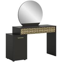 SCHMINKTISCH schwarz, Gold 117 cm mit Spiegel - Goldfarben/Schwarz, Holzwerkstoff/Kunststoff (117/137/42cm) - Inn.Furn