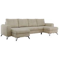 WOHNLANDSCHAFT AXEL U Velvet Beige - Beige/Schwarz, Textil/Metall (312/90/140cm) - MKS