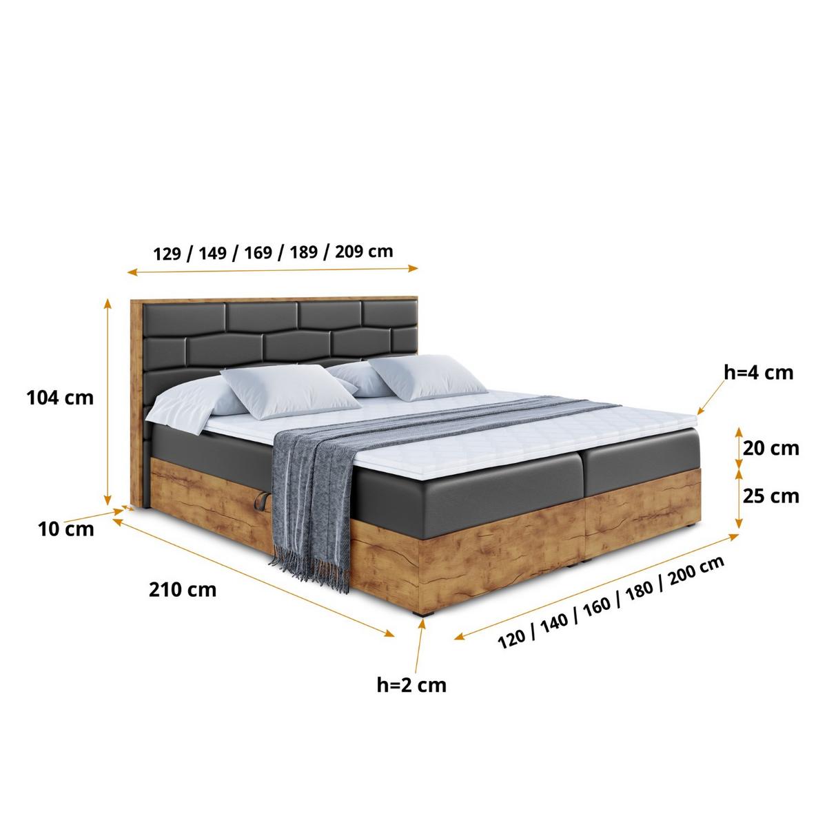 BOXBETT mit Matratze H3 und Lattenrost - LOLLI8 - 140x200 - Schwarz Hochglanz - Schwarz Hochglanz, Holzwerkstoff/Kunststoff (140/200cm) - ALTDECOR