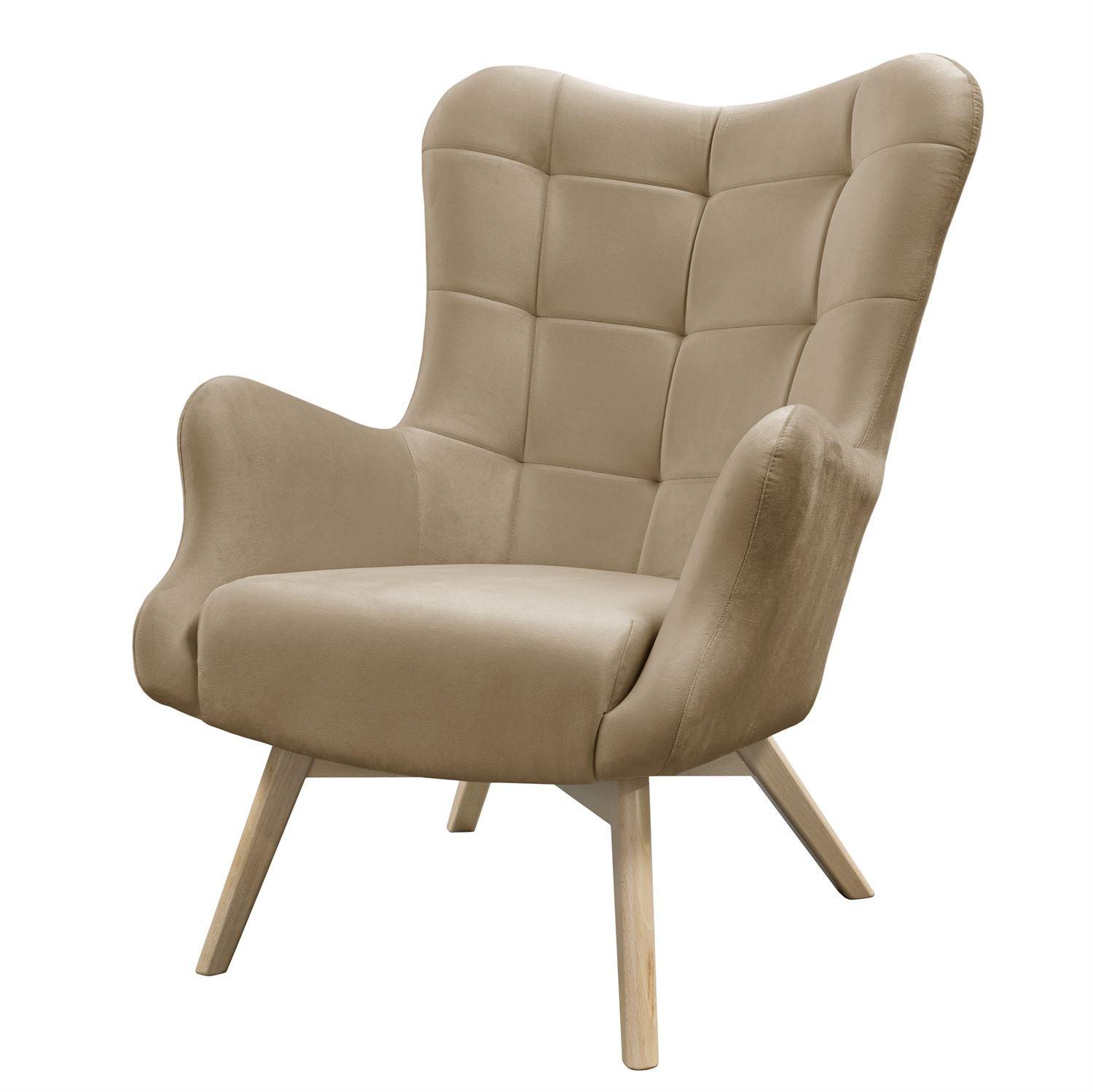 SESSEL SAND mit Buchenbeinen - Beige/Buchefarben, Textil (80/105/86cm) - Lookway