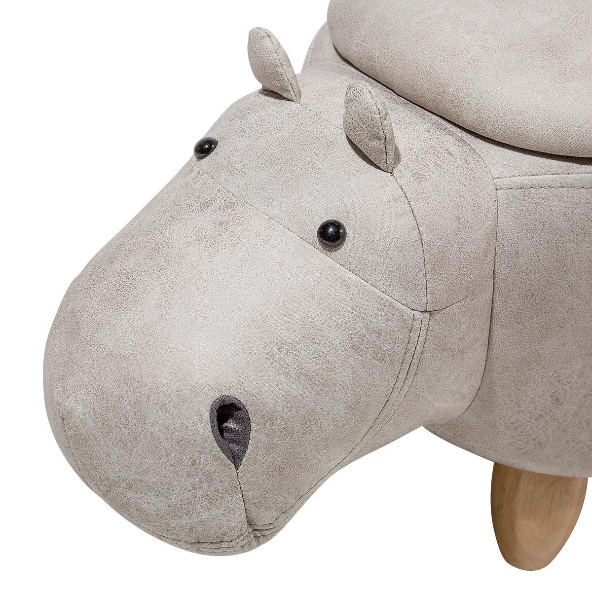 TIERHOCKER Hippo 60/32/35 cm - Grau, Kunststoff/Textil (32/35/60cm) - Beliani