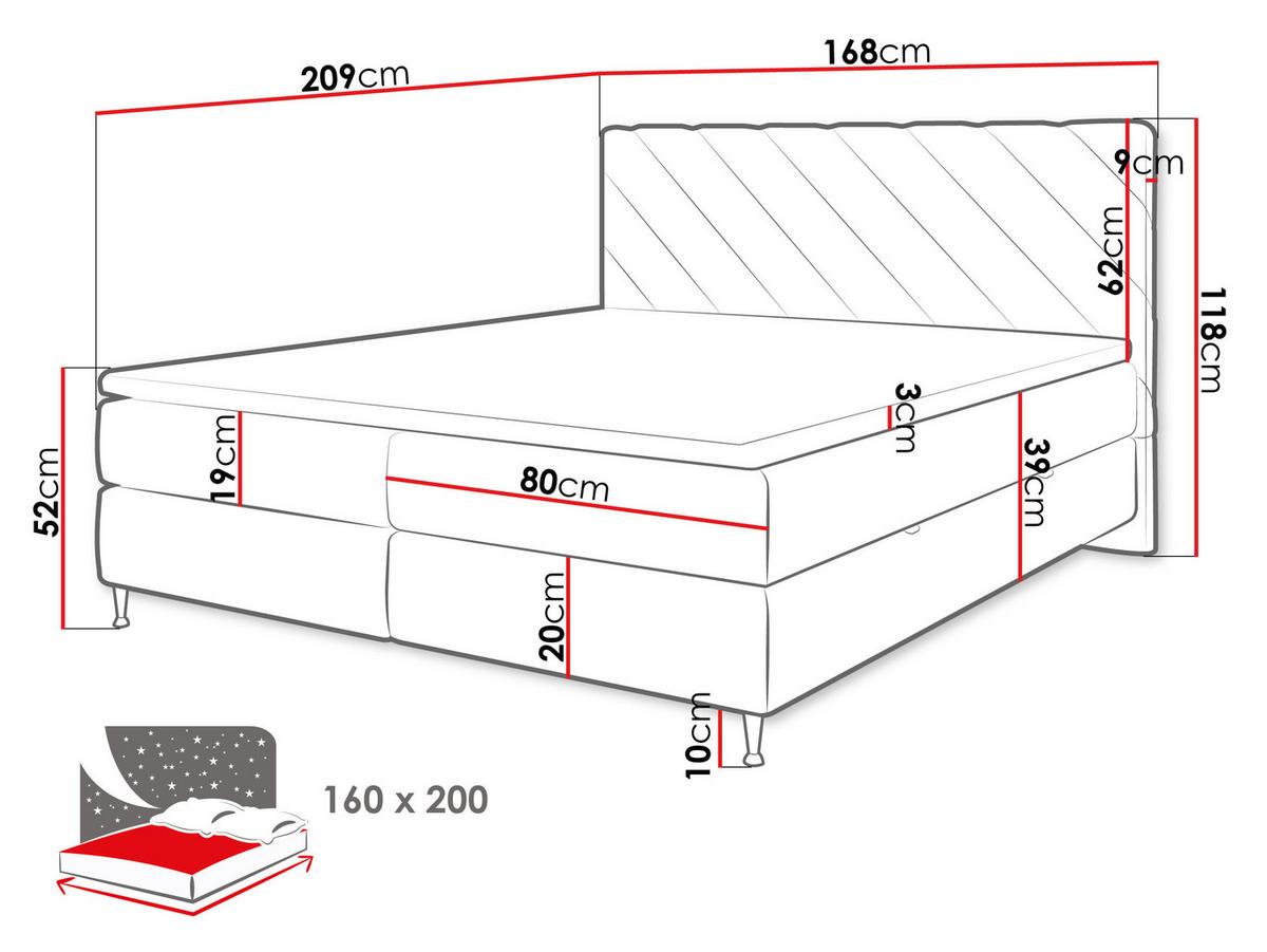 BOXBETT Enzo - H3 - Schwarz/Grün, Holz/Textil (160/200cm) - MIRJAN24