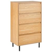 KOMMODE 4 Schubladen Hellholz Nikea - Hellbraun/Schwarz, Holzwerkstoff (60/104/40cm) - Beliani