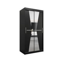 SCHWEBETÜRENSCHRANK 200/100/62 2-türig - Silberfarben/Schwarz, Holz/Kunststoff (100/200/62cm) - MÖBEL KRYSPOL