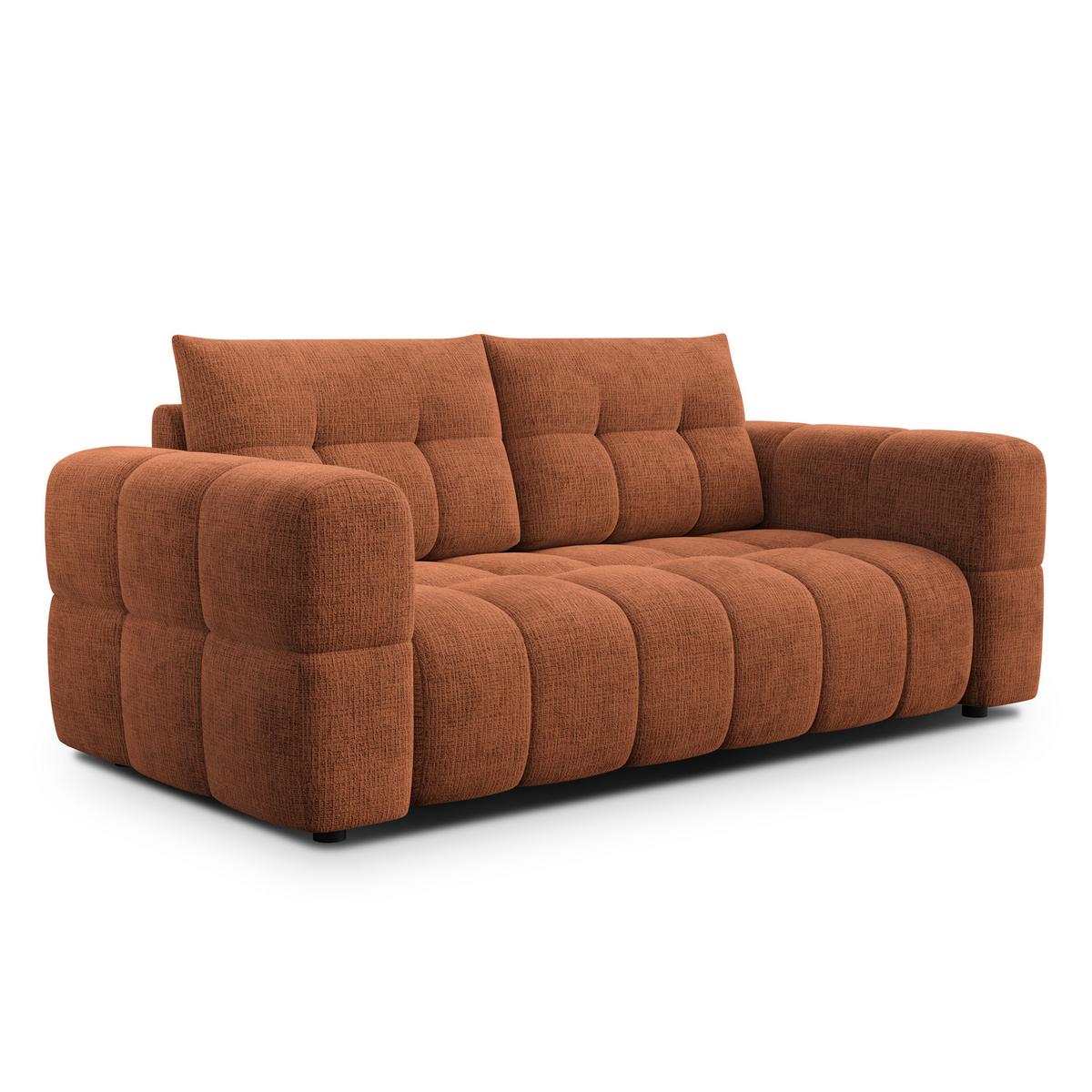 SOFA CLOUDI 2,5-Sitzer, rostrot - Schwarz/Orange, Holz/Textil (211/89/104cm) - Wozimo