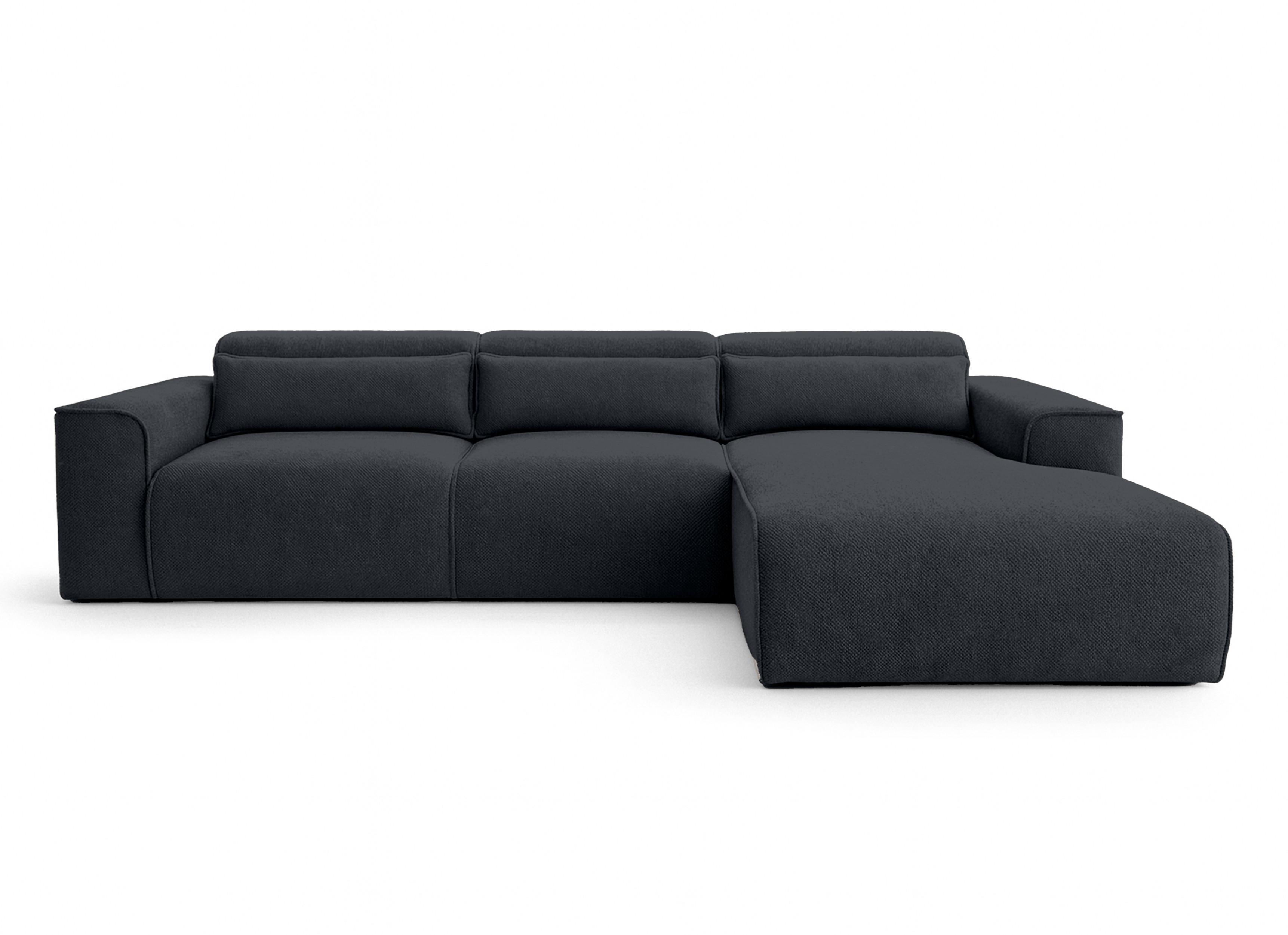 ECKSOFA L Form Ruyam Dunkelgrau 310/165/78 cm – Schlaffunktion Rechts - Schwarz, Kunststoff/Textil (310/170cm) - AX Living