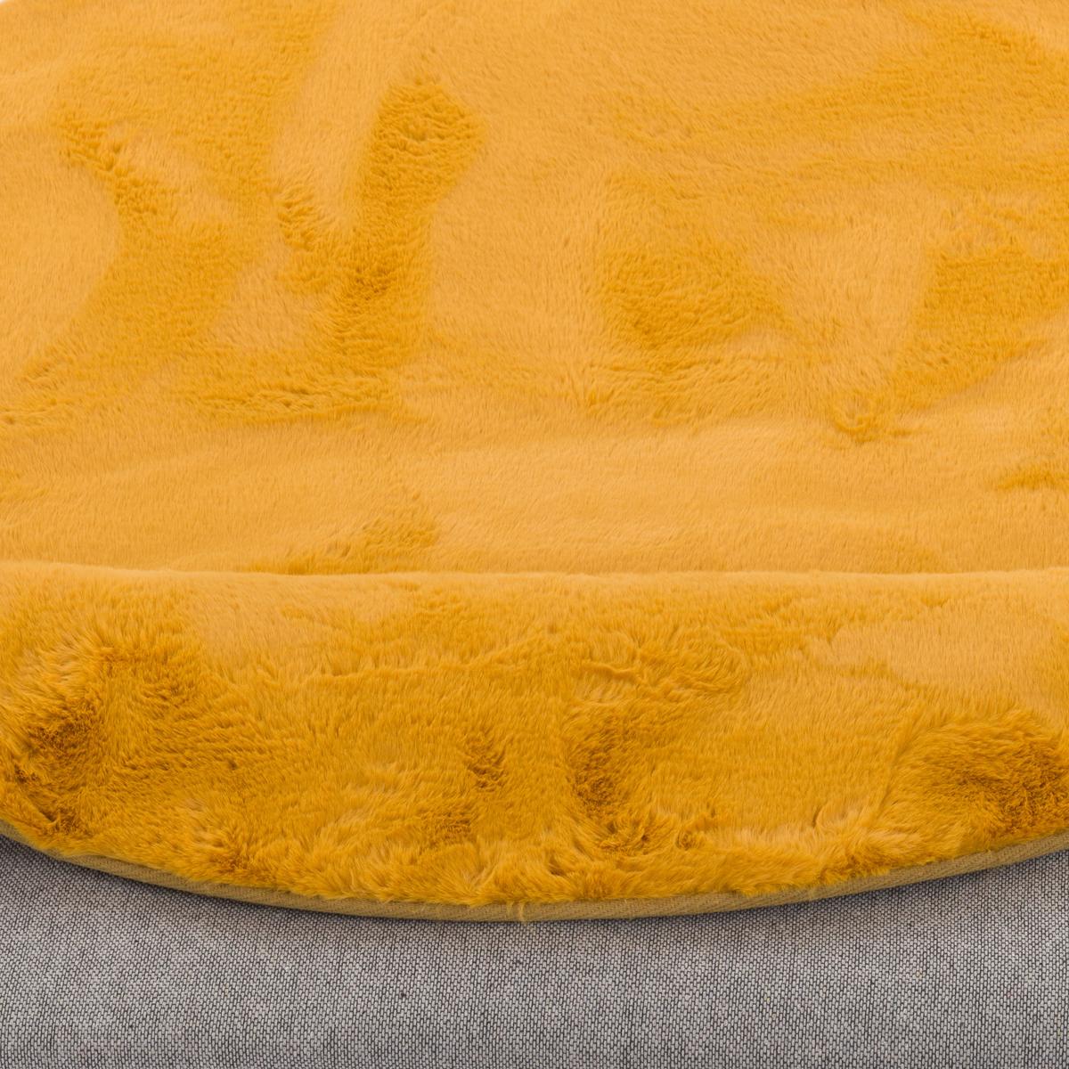 FELLTEPPICH LUXUS SUPER SOFT PLUSH RUND - Currygelb, Textil (80/80cm) - Pergamon