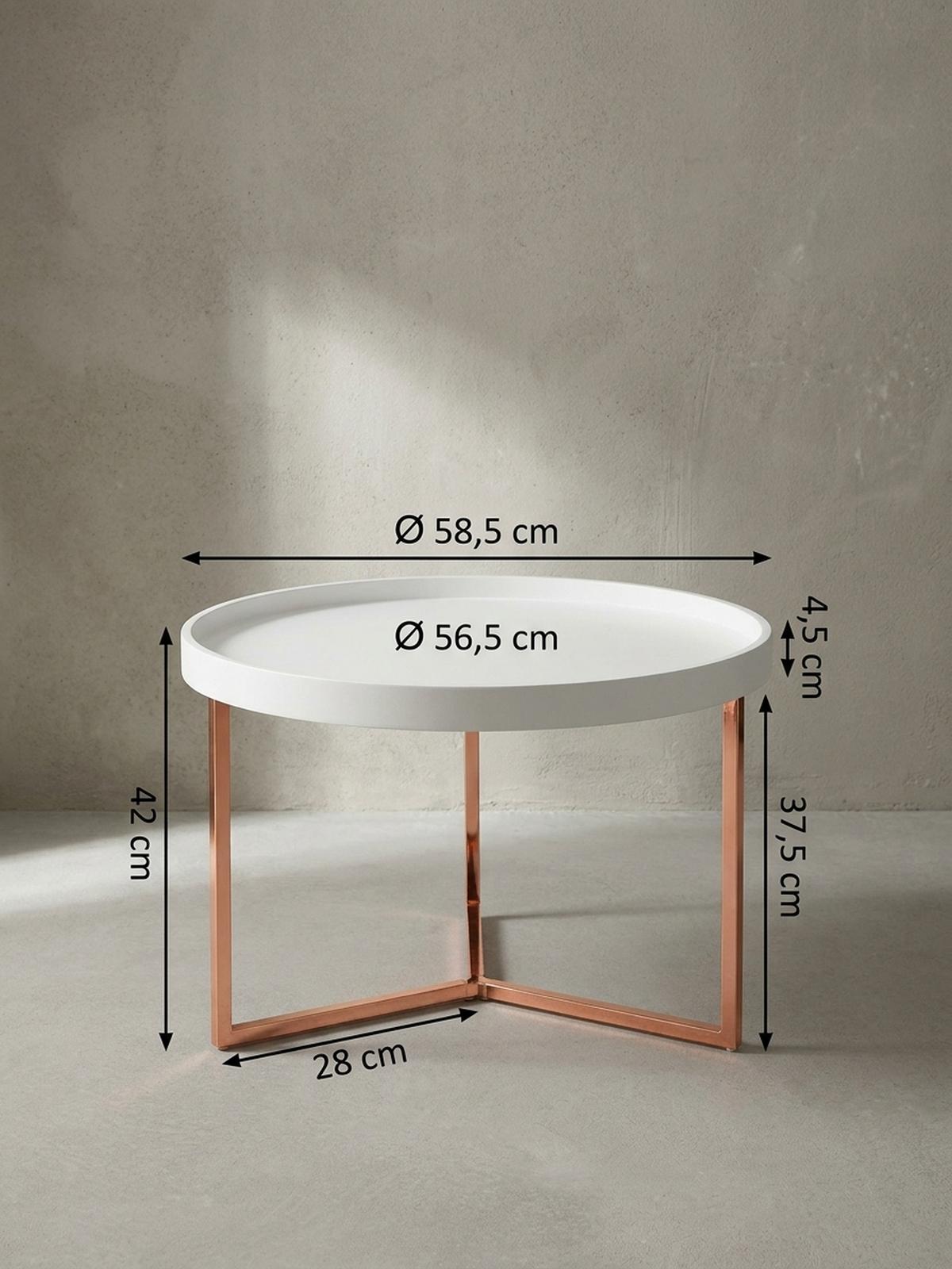 SOFATISCH LIA Rund mit Metallgestell, abnehmbares Tablett und Anti-Rutsch-Noppen, Bronze 58 x 58 x 42 cm - Braun/Bronzefarben, Holz/Metall (58/58/42cm) - KADIMA DESIGN