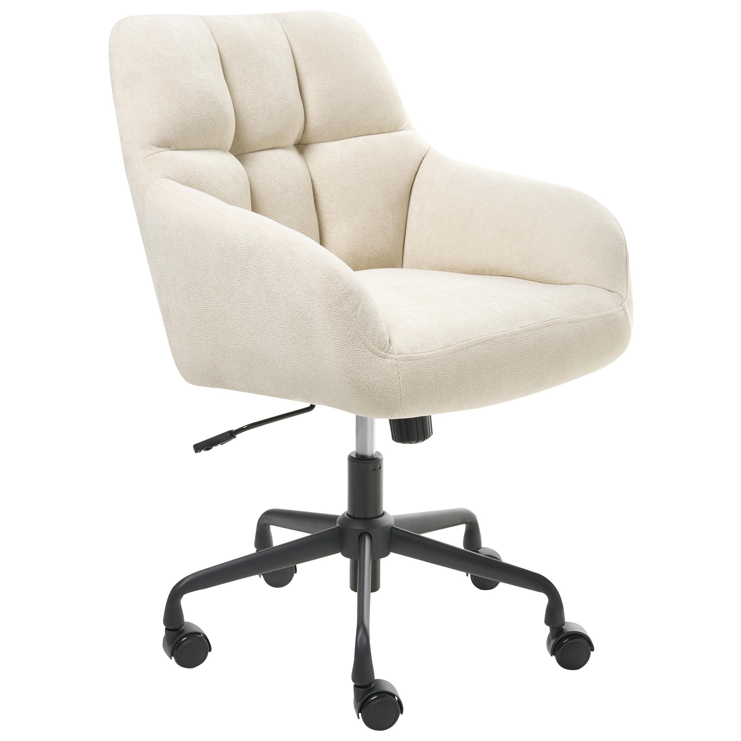 SCHREIBTISCHSTUHL Samtstoff Hellbeige Palmdale - Beige, Textil (58/87/61cm) - Beliani