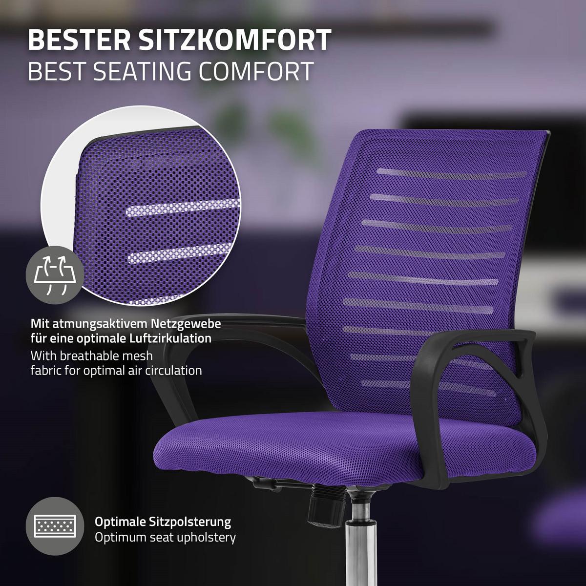 BÜROSTUHL Lila - Violett, Metall (54/99/59cm) - ML-DESIGN