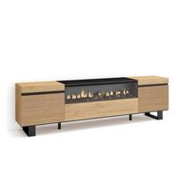 LOWBOARD Eiche, mit Elektrokamin, 200/35/57cm - Eichefarben, Holzwerkstoff (200/57/35cm) - Skraut Home