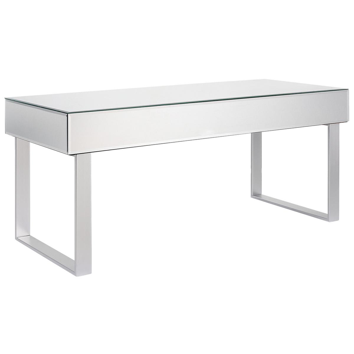 COUCHTISCH Silber mit Schublade verspiegelt Nesle - Silberfarben, Glas (47/110/46cm) - Beliani