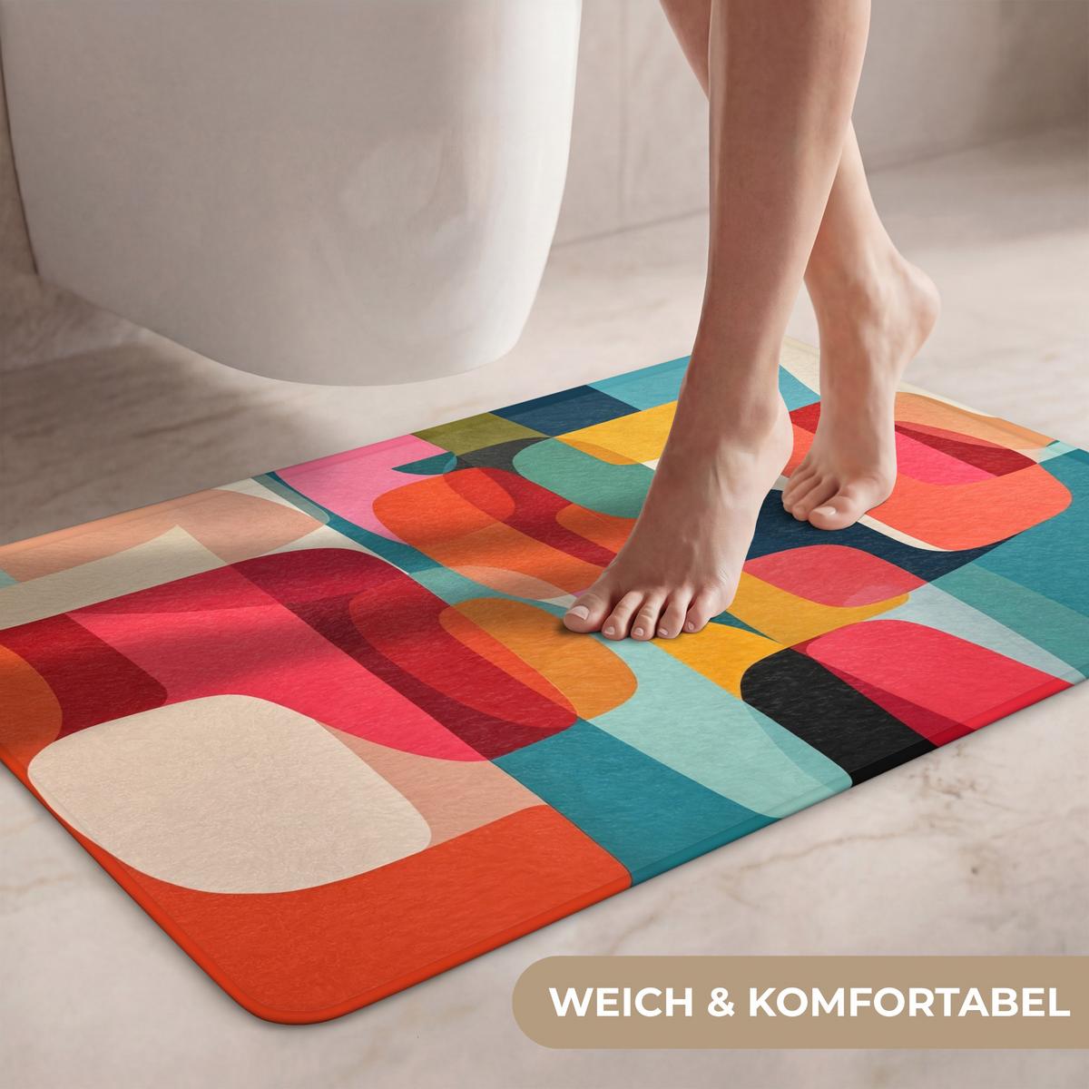 WC-VORLEGER Formen - Bunt - Abstrakt - Flugzeuge Toilettenteppich 80x50 cm - Multicolor, Textil (80/1cm) - OnlyWow