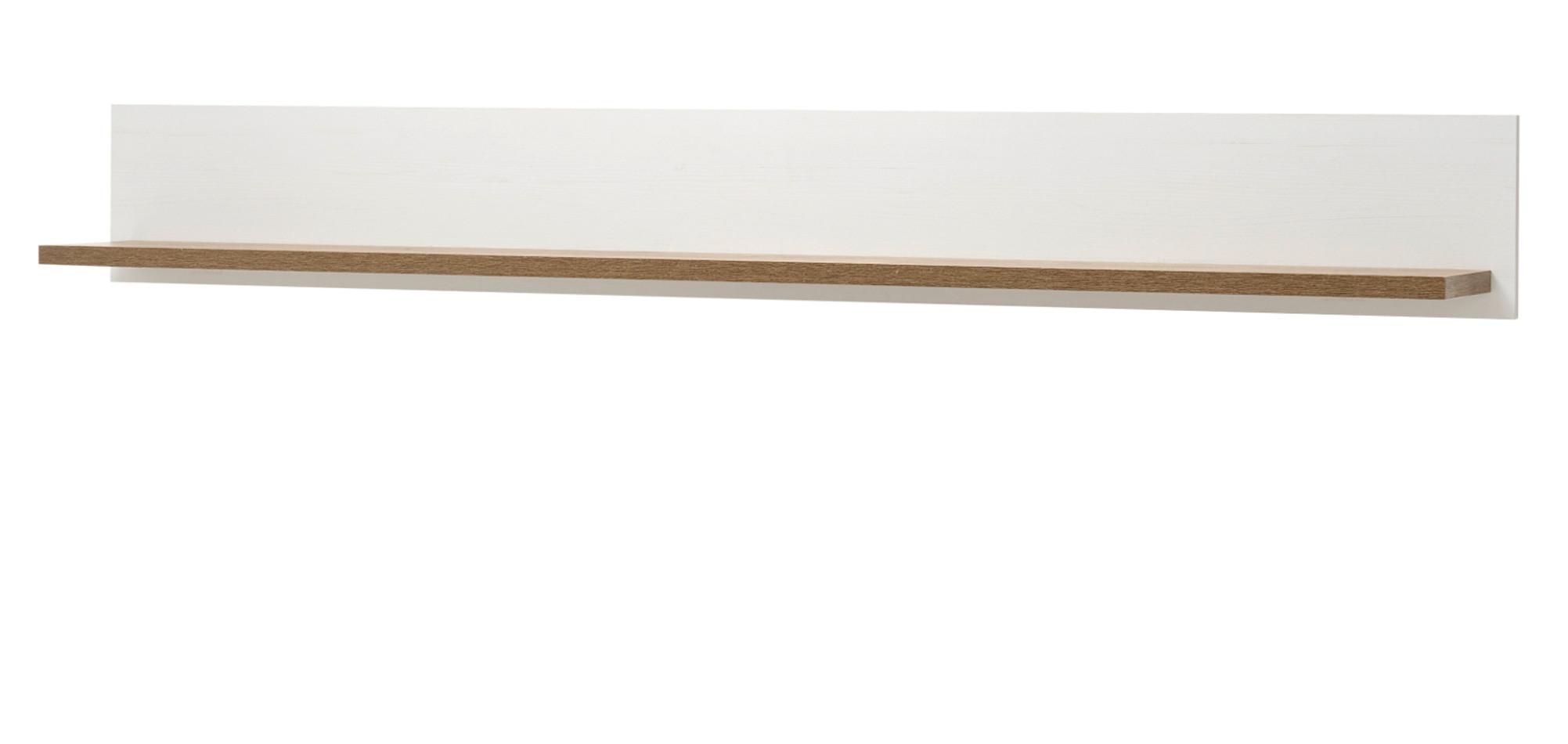 WANDBOARD weiß Pinie, Eiche hell Landhaus, Wandregal 160 cm - Eichefarben/Weiß, Holzwerkstoff (160/20/20cm) - Furn.Design