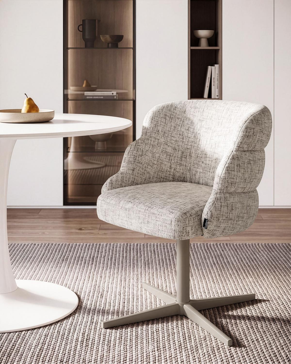 ESSZIMMERSTUHL drehbar Stoff Hellbeige Youngstown - Beige, Textil/Metall (59/78/63cm) - Beliani