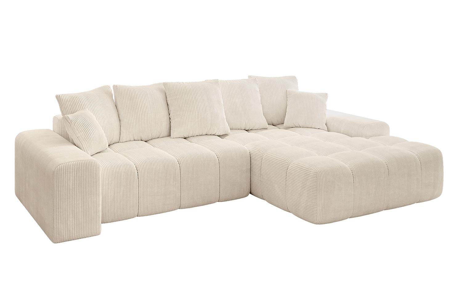 ECKSOFA Ottomane Rechts ENSI-L - 267x164x69 cm Beige - Beige, Holzwerkstoff/Kunststoff (164/267cm) - ALTDECOR
