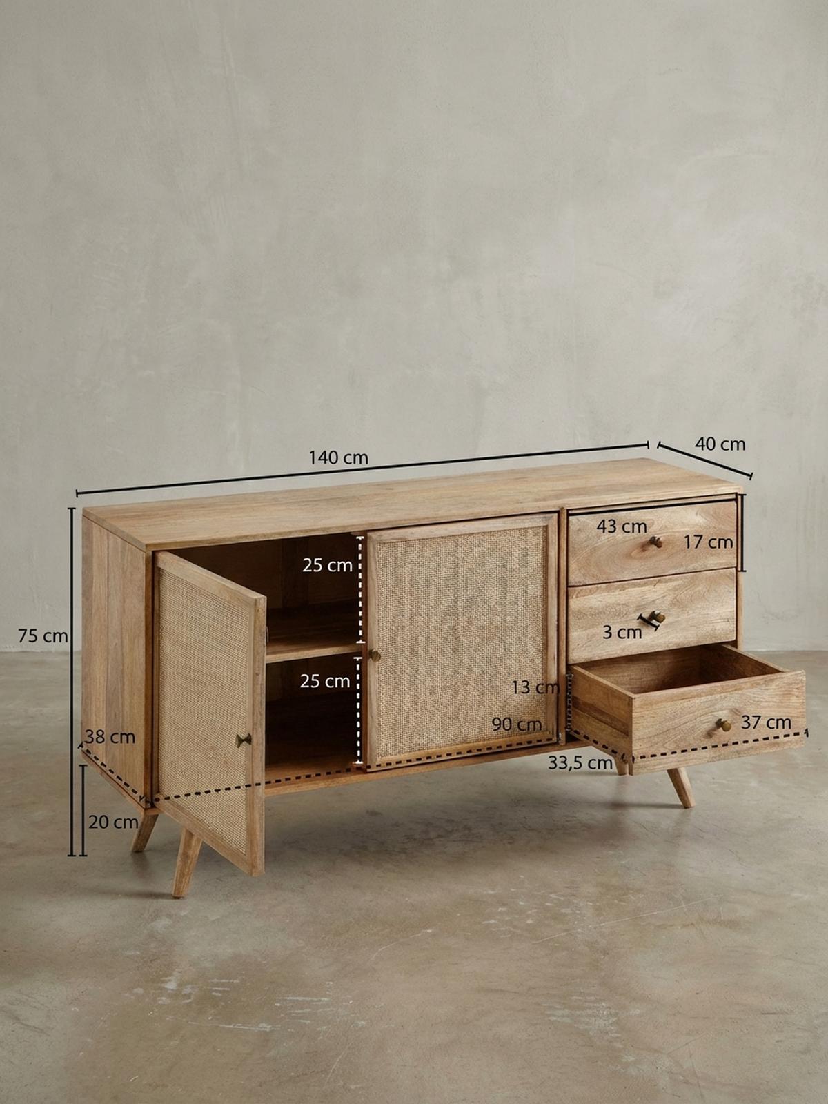 SIDEBOARD – Mangoholz, robust, viel Stauraum - Braun, Holz/Metall (140/75/40cm) - KADIMA DESIGN