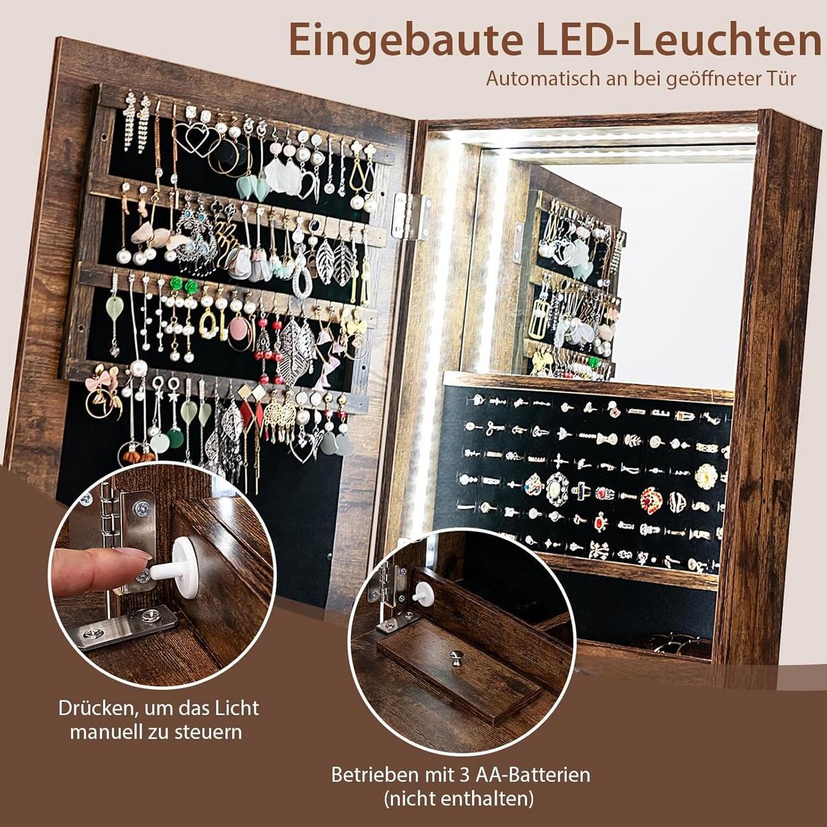 SCHMUCKSCHRANK 159cm Weiß - Weiß, Holz (41/159/36cm) - COSTWAY