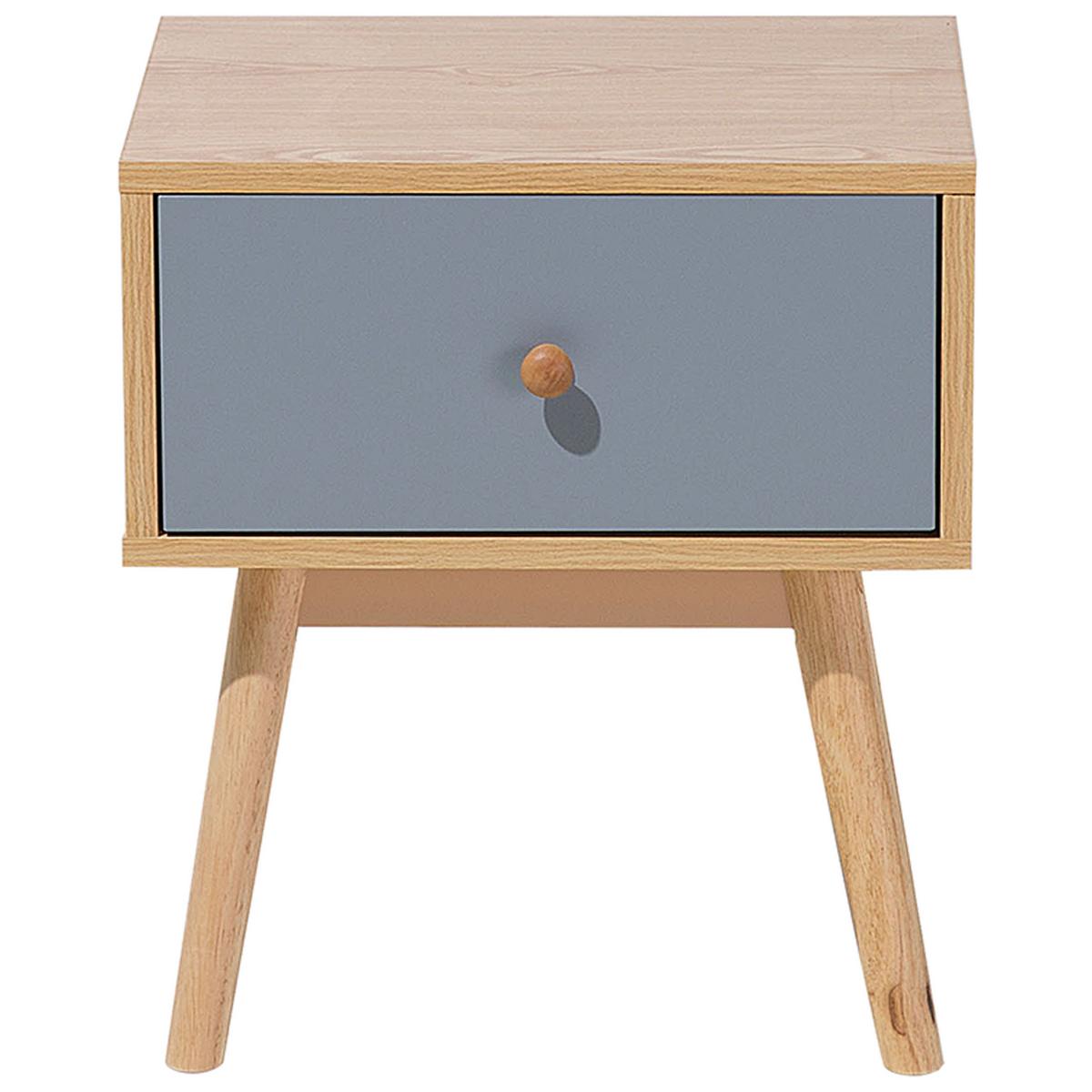 NACHTTISCH heller Holzfarbton Arvada - Hellbraun/Grau, Holzwerkstoff (40/45/30cm) - Beliani