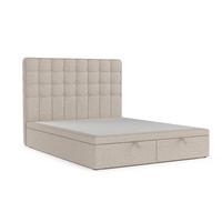 POLSTERBETT Celestia mit Stauraum 200/200 cm Hellbeige im Megan Stoff - Sandfarben/Schwarz, Holz/Holzwerkstoff (200/200cm) - AltaBeds