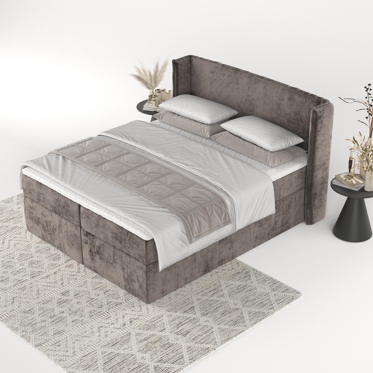 BOXBETT Viva 160/200 cm Braun im Lotta Stoff - Schwarz/Braun, Holz/Holzwerkstoff (160/200cm) - AltaBeds