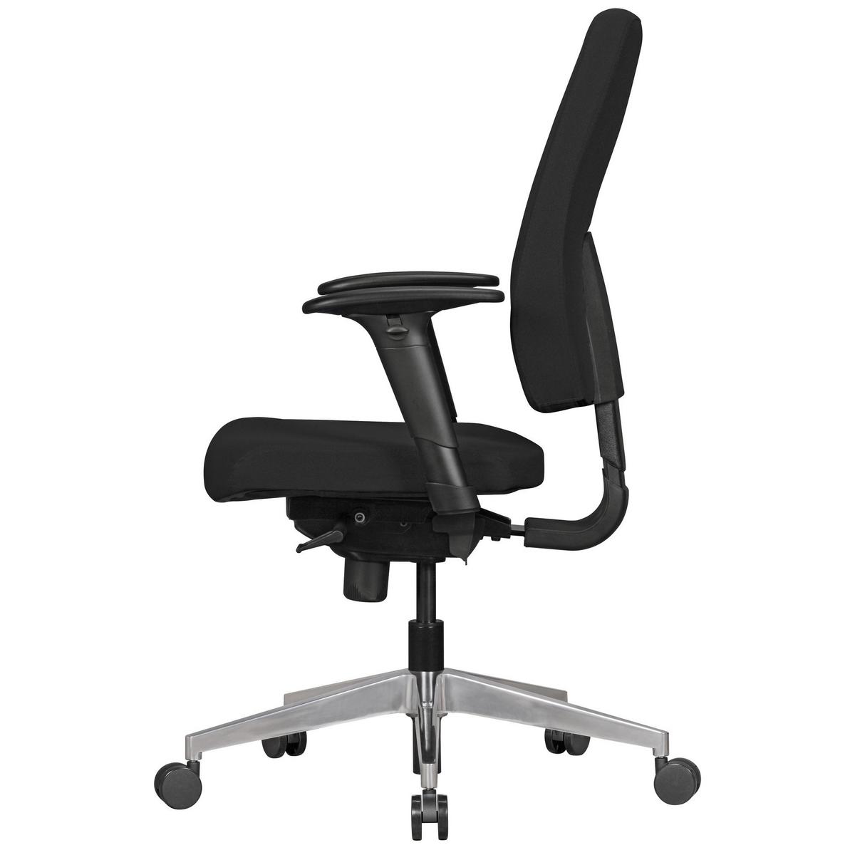 BÜROSTUHL Schwarz Stoff drehbar mit Synchronmechanik und Armlehnen bis 120 kg DARIUS - Silberfarben/Schwarz, Textil/Metall (70/119/63cm) - KADIMA DESIGN