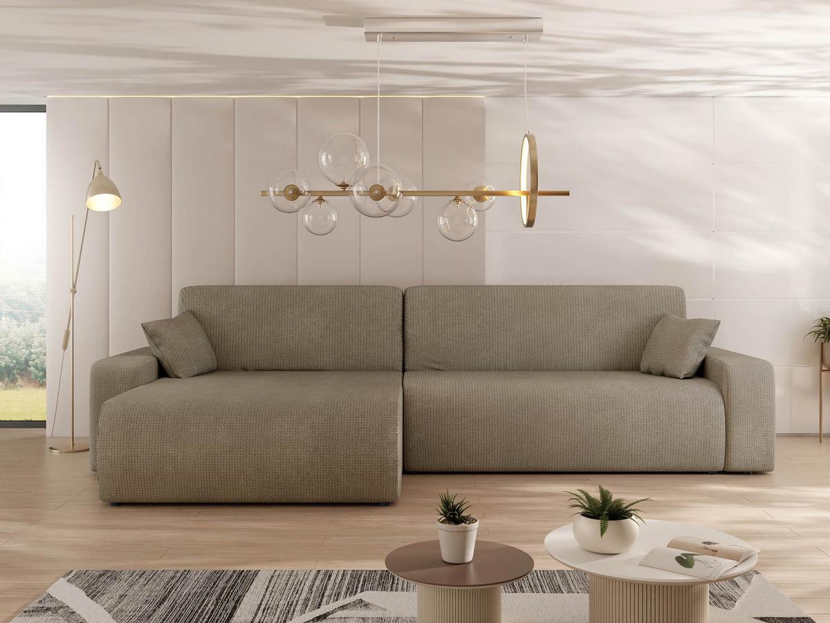 ECKSOFA Piano - Hellbraun/Schwarz, Holz/Kunststoff (274/145cm) - MIRJAN24