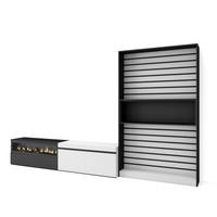 WOHNWAND Wohnzimmer, weiß und schwarz, Elektrokamin,, 310/35/186cm - Schwarz/Weiß, Holzwerkstoff (310/186/35cm) - Skraut Home