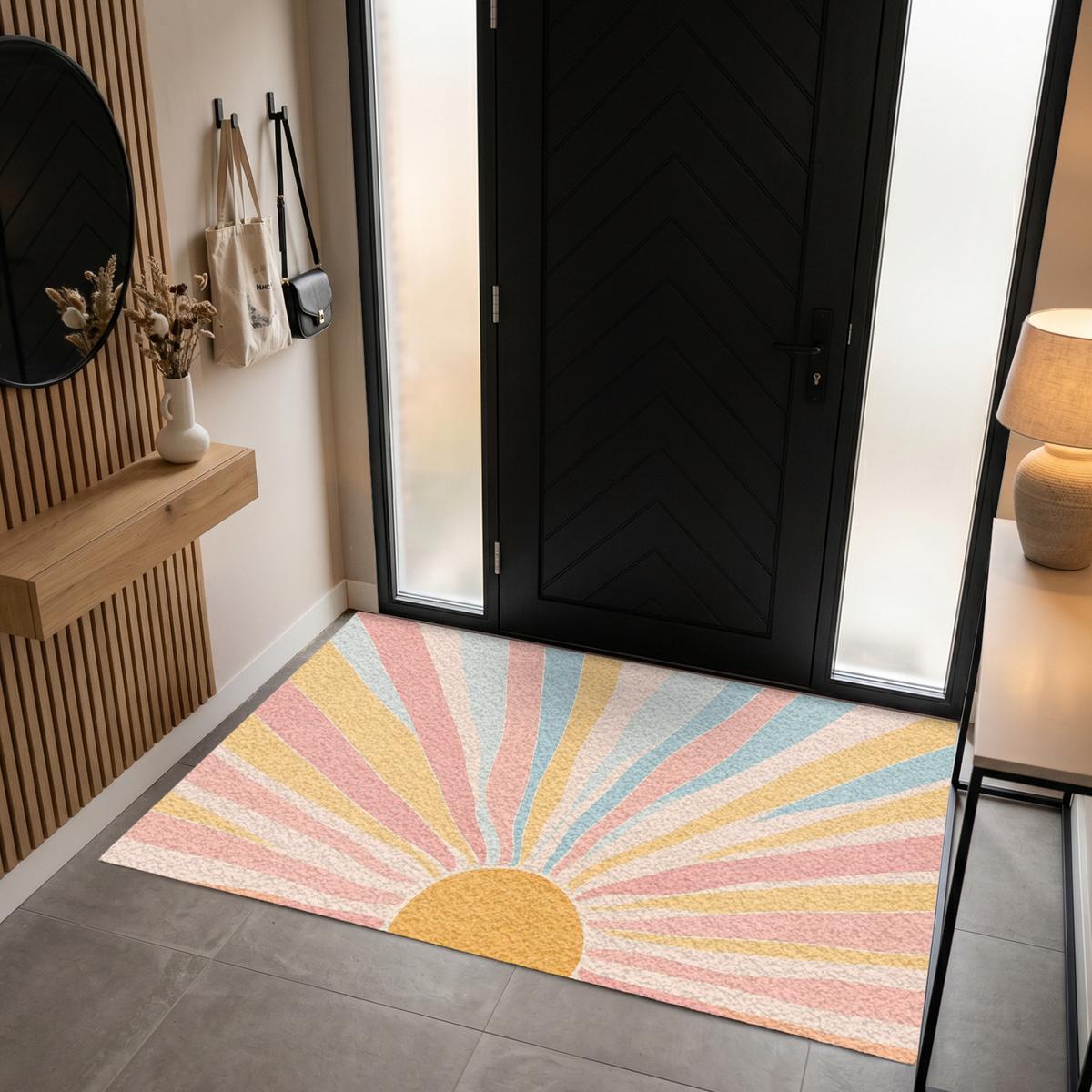 FUSSMATTE Illustration - Sonne - Pastellfarben Sauberlaufmatte 180x120 cm - Hellrosa, Kunststoff (180/0.4cm) - MuchoWow
