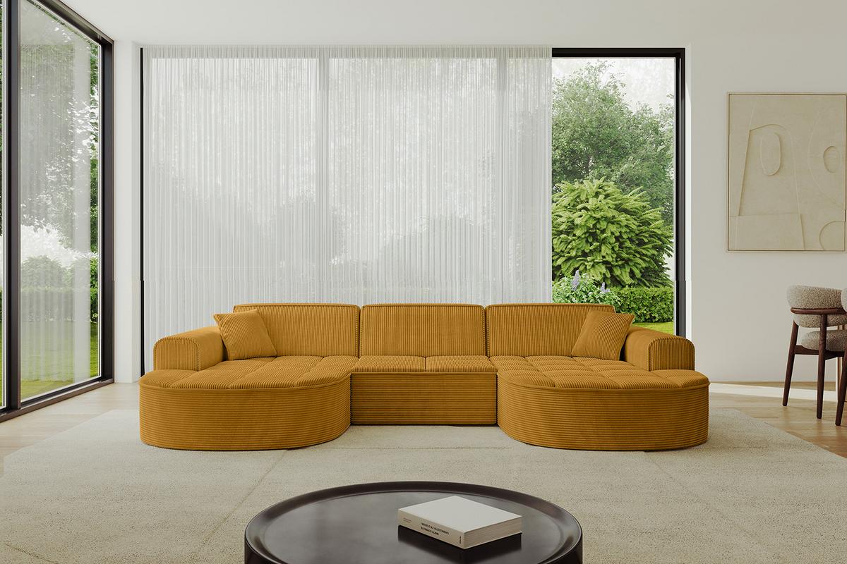 WOHNLANDSCHAFT TARO-U1 - 303x171x79,5 cm Senfgelb - Currygelb/Gelb, Holzwerkstoff/Textil (303/79.5/171cm) - ALTDECOR