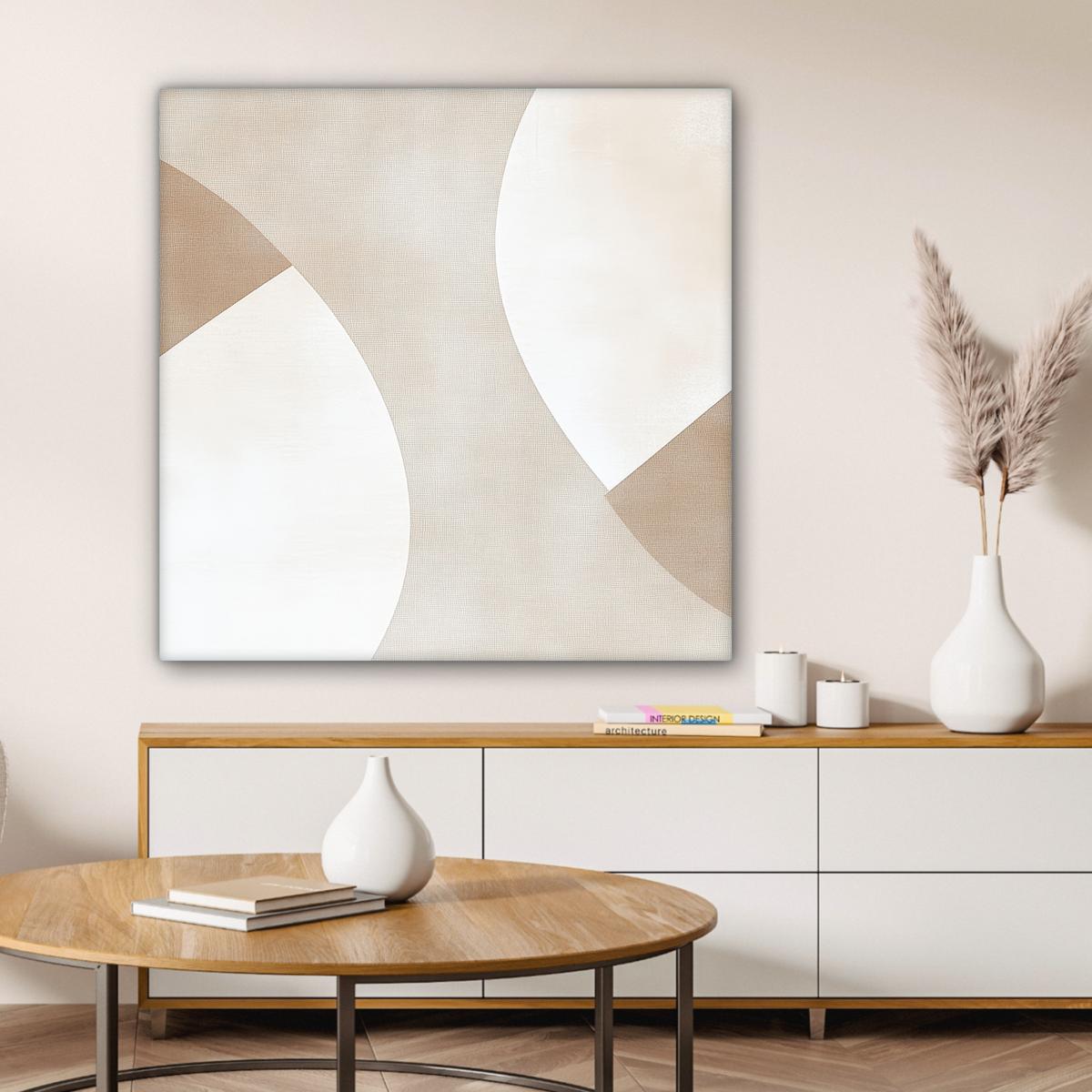 LEINWANDBILD Braun - Japandi - Abstrakt Deko Groß 90x90 cm - Sandfarben, Textil (90/90cm) - MuchoWow
